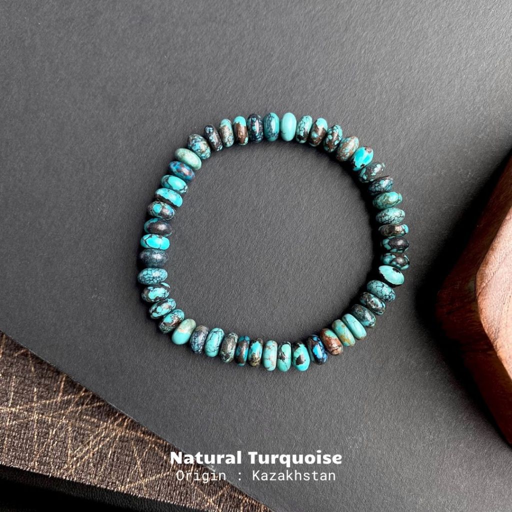 กำไลหินแท้ เทอควอยซ์ ธรรมชาติ (Natural Turquoise) 6-7mm รูปที่ 3