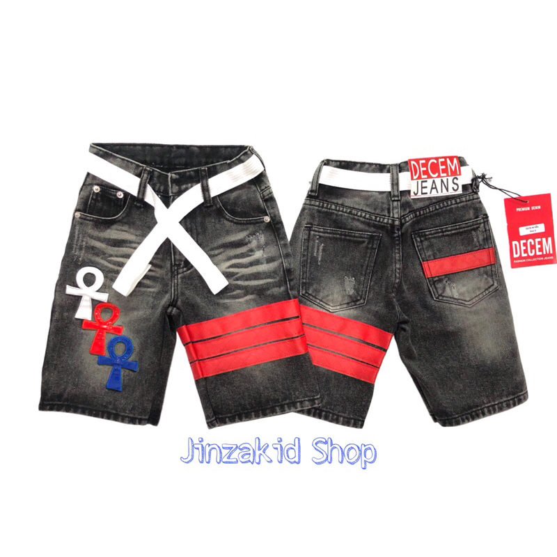 กางเกงยีนส์ขาสั้นDecam Danimเด็กมีเชือกแถมรี❗️S-3XL 3-12ปี ผ้านิ่มยืดทั้งตัวพร้อมส่ง🚙