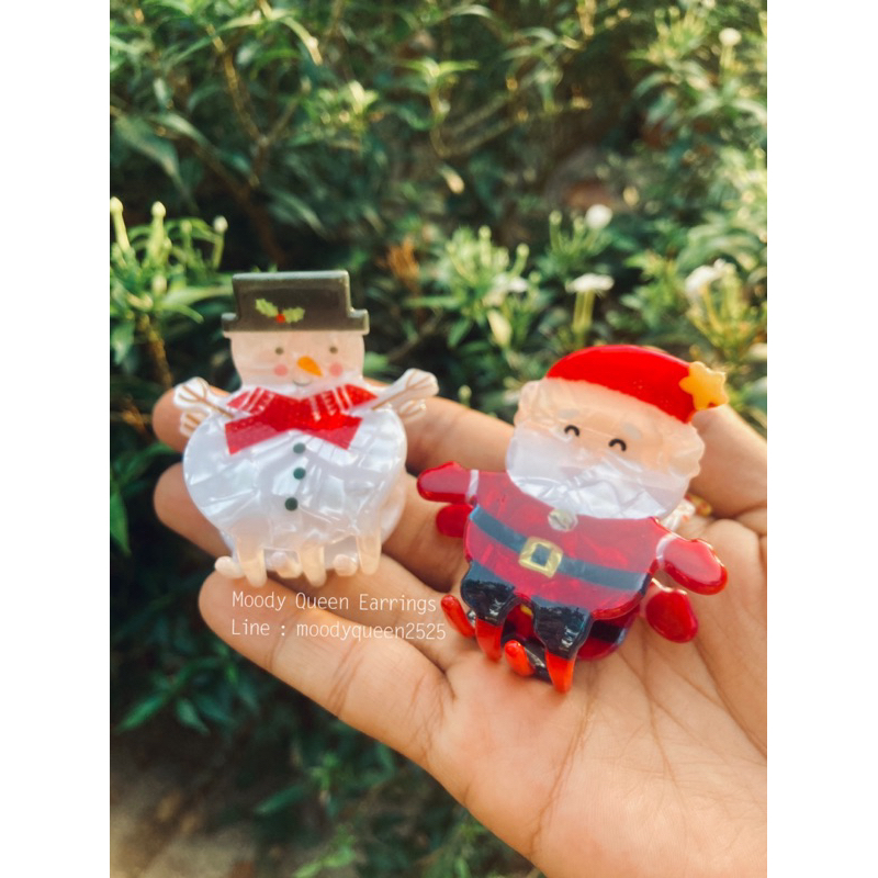 ที่หนีบผมคริสต์มาส ซานต้า สโนว์แมน งานอะคริลิค พร้อมส่ง