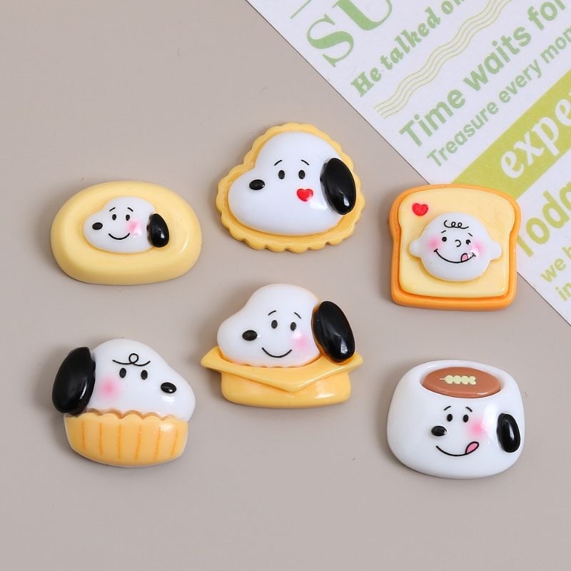 เรซิ่นdiy/จิบบิท สนู้ปปี้ snoopy จำนวน 6 ชิ้น(สามารถเลือกเป็นเรซิ่นหรือจิบบิทได้)