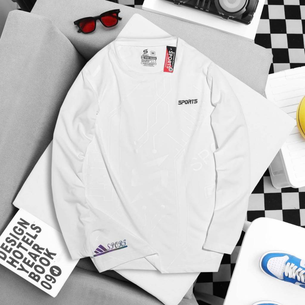 เสื้อกีฬาแขนยาว คอกลม  ใส่ออกกำลังกาย ใส่เที่ยว ผ้าดี สินค้ามีพร้อมส่ง