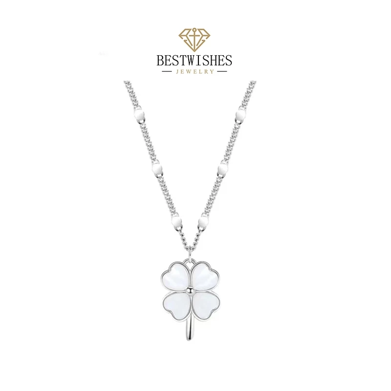Jewelry Lucky Stone Necklace สร้อยคอทองคำขาว สร้อยหินนำโชค X008L
