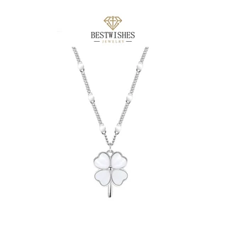 Jewelry Lucky Stone Necklace สร้อยคอทองคำขาว สร้อยหินนำโชค X008L
