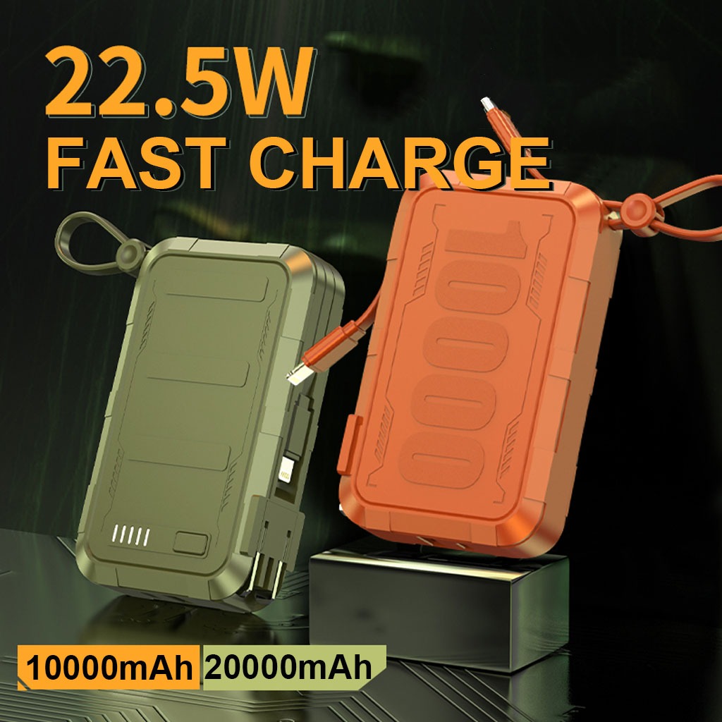 [Fast Charge] Powerbank10000mAh/20000mAh แบตสำรอง พาวเวอร์แบงค์ชาร์จเร็ว มีสายชาร์จและขาปลั๊กในตัว