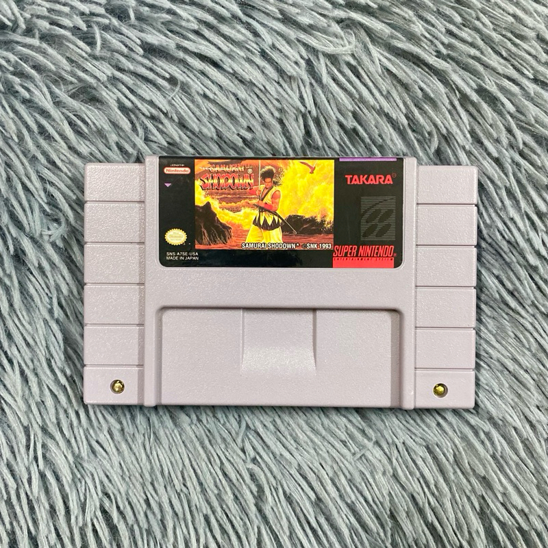(ตลับสวย) ตลับแท้เครื่อง SNES-Super Nintendo Entertainment System เกมส์ Samurai Showdown โซน Usa ตลั