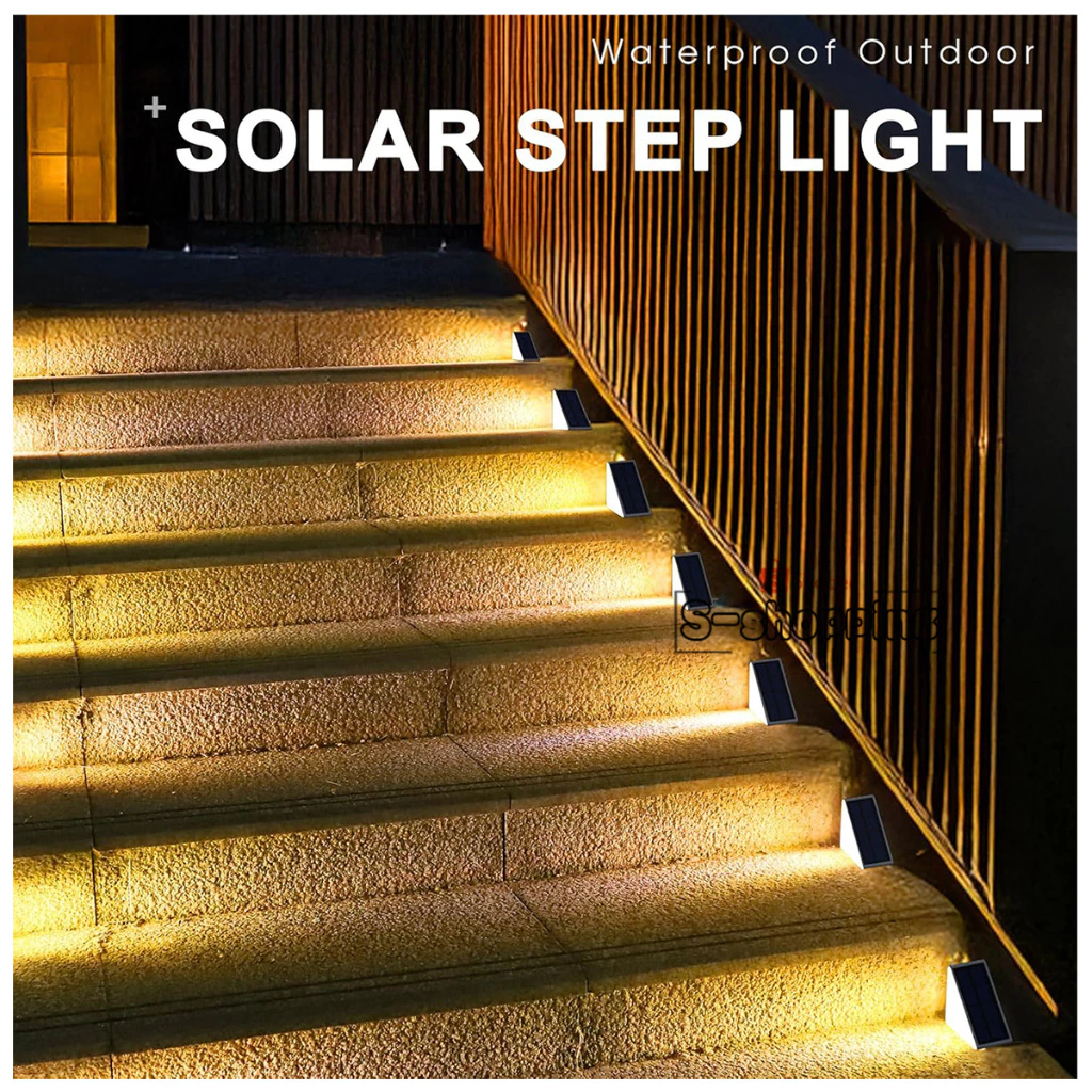 SJD-13LED ไฟเหลือง ไฟโซล่าเซลล์ Solar STEP light 13 LED IP67กันฝน ติดบันไดหน้าบ้าน เพิ่มความสวยงาม