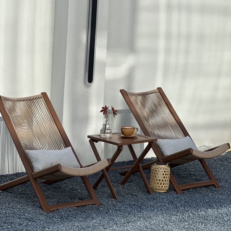 Modern Leisure Recliner ระเบียงกลางแจ้ง Courtyard โซฟาเก้าอี้พับกรอบโลหะลึกสี ดีไซน์ สําหรับผู้ใหญ่เฟอร์นิเจอร์บ้าน 024