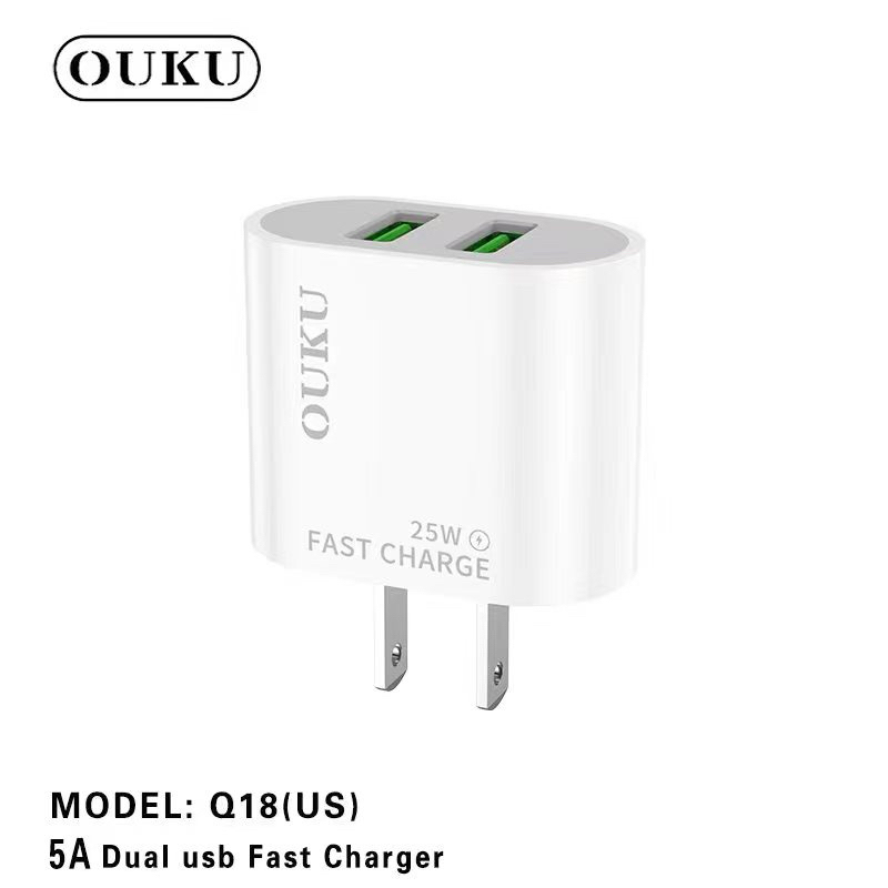 OUKUหัวชาร์จ และ ชุดชาร์จหัวพร้อมสาย 2 Port USB....📱🔦