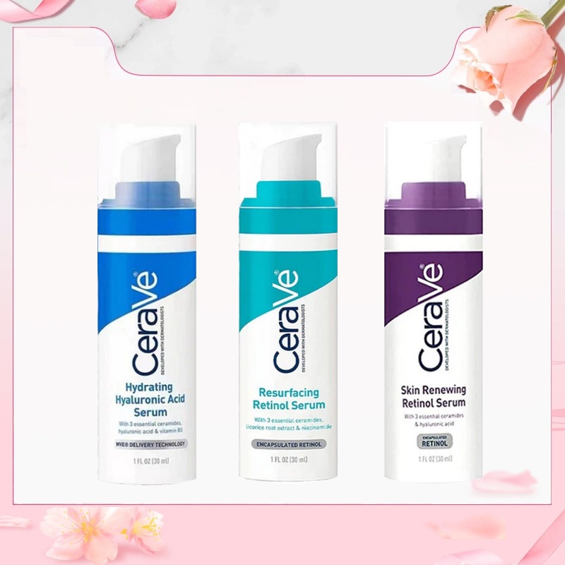 Cerave Skin Renewing Retinol Serum & Resurfacing Serum &Hydrating Hyaluronic Acid Serum 30ml.ล็อตใหม่