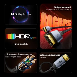 ⚡ส่งจาก กทม⚡JASOZ สาย DP 2.1 (DisplayPort) รองรับความคมชัดสูงสุด 16K ความยาวสาย 1.5 - 3 เมตร
