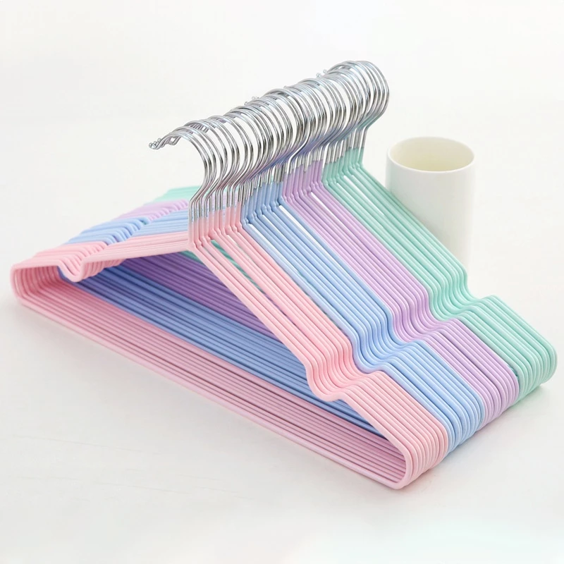 LIIFUNG ไม้แขวนเสื้อ 1แพ็ค/10ชิ้น แบบบางเบา ทนทาน เคลือบซิลิโคนกันลื่น สีพาทเทล พร้อมส่ง thumbnail 7