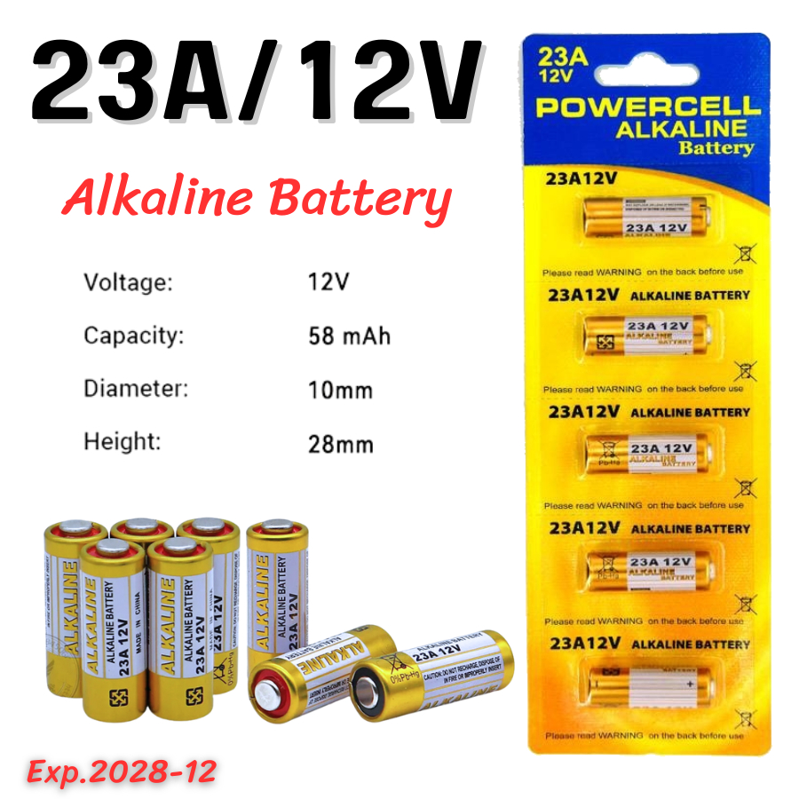 ถ่าน23A/23AE 12v ถ่านรีโมตรถยนต์ รุ่น Power cellalkaline Battery 1 แผงมี 5 ก้อน สินค้าพร้อมส่ง