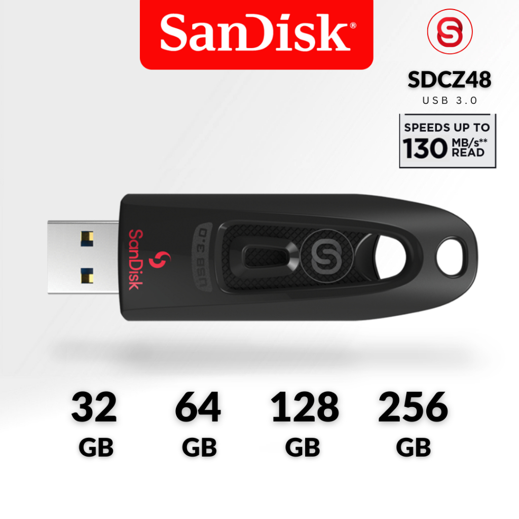SanDisk ULTRA Fit Flash Drive 256GB 128GB 64GB 32GB USB 3.0 อ่าน130MB/s (SDCZ48)แฟลซไดรฟ์ FlashDrive