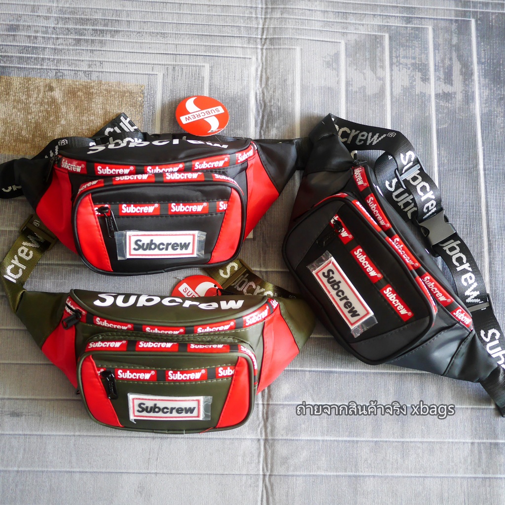 Subcrew 1115 คาดแถบข้าง สีเยอะมาก waistpouch คาดเอว/คาดอก ซิปหุ้มกันน้ำ ผ้าร่มหนา สายทอโลโก้ ลิขสิทธิ์แท้