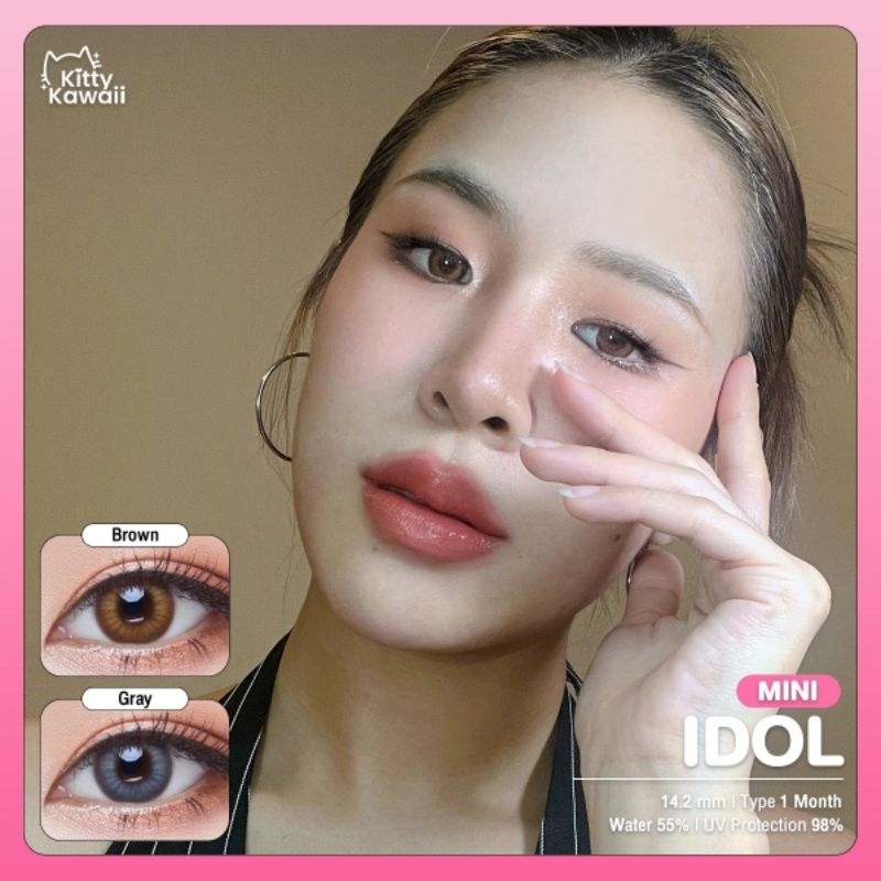 คอนแทคเลนส์ รุ่น Mini Idol สีเทา/ตาล Gray/Brown มีค่าสายตา (0.00)-(-6.00)