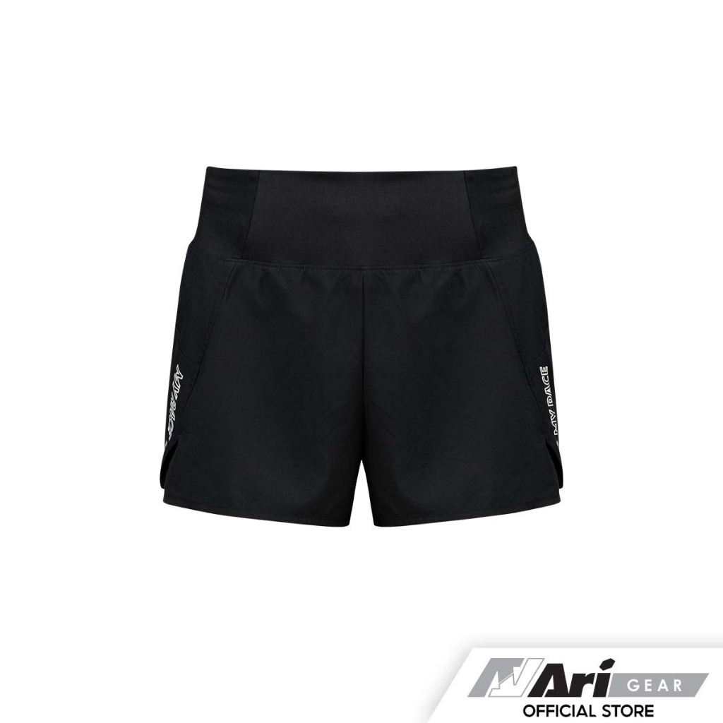 WAKINGBEE X ARI WOMEN'S PACE SHORTS - BLACK/WHITE/PINK กางเกงวิ่ง ผู้หญิง PACE เวคกิ้งบี X อาริ สีดำ