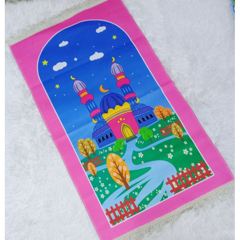ผ้าปูละหมาดเด็ก​ พรมละหมาดเด็ก​ ขนาด​ 48*90​ซม.​  น้ำหนักเบา​ พกพาง่าย ราคา ถูกที่สุด ดีลบีเคเค แกลเลอรีภาพที่ 2