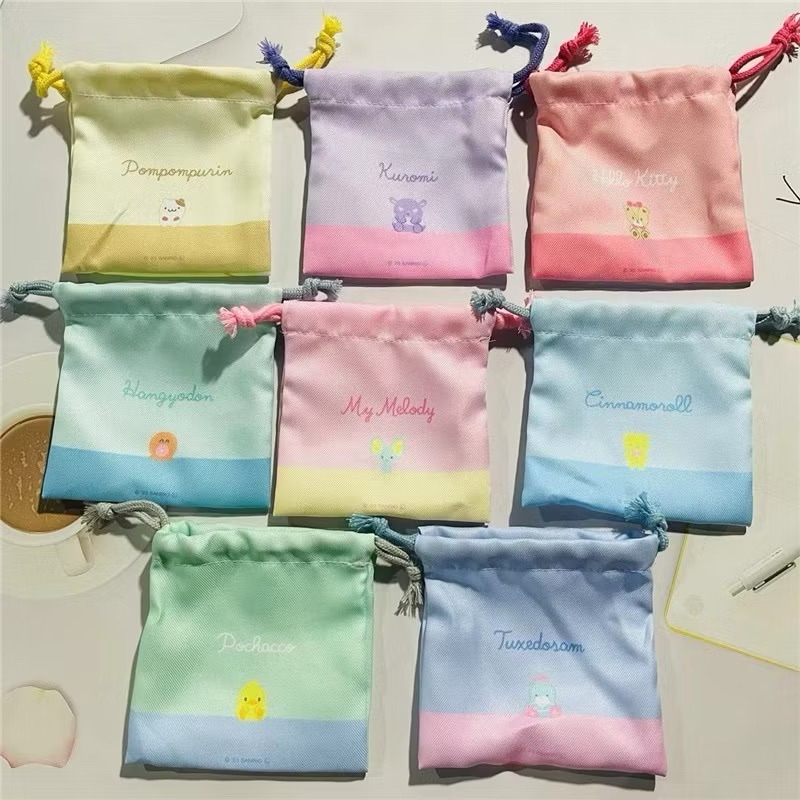 ถุงผ้าหูรูด กระเป๋าผ้าหูรูด ลายการ์ตูน Sanrio 🎀 พร้อมส่งไทย