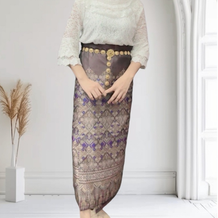 ผ้าถุงอัดกาว ผ้าถุงสำเร็จ มีตะขอแถมให้ เอว24ถึง40นิ้ว ฟรีไซส์ สะโพก28-52นิ้ว ยาว36นิ้ว