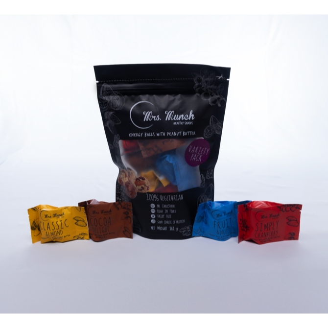 Mrs. Munch Energy Bite Variety Peanut Butter 161g รสรวมเนยถั่วขนมคลีนอร่อย110แคลทำจากถั่ว,ธัญพืช,ผลไม้แห้งและข้าวโอ๊ด
