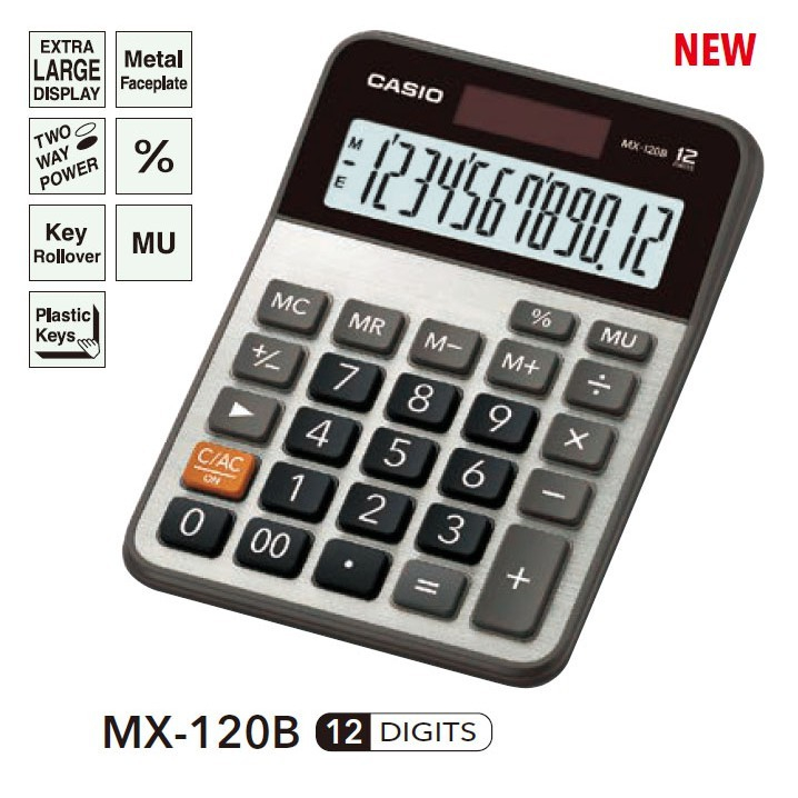 เครื่องคิดเลข CASIO MX-120B 12หลัก (ของแท้ รับประกัน 2 ปี)