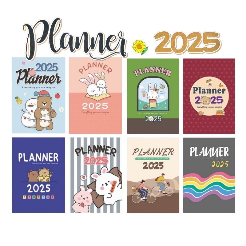 สมุดแพลนเนอร์ Planner 2025 MENGHUA ขนาด A5 (148×210 มม.) หนา 80 แกรม 26 แผ่น รวมปก (ราคาต่อ 1 เล่ม / คละลาย)