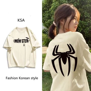 เสื้อยืดแขนสั้นผู้หญิงที่กําลังฮิต oversize เสื้อผ้าแฟชั่นไซส์ใหญ่ เสื้อคู่กับแฟนโอเวอร์ไซส์เกาหลี สกรีนลายวินเทจเท่ๆ