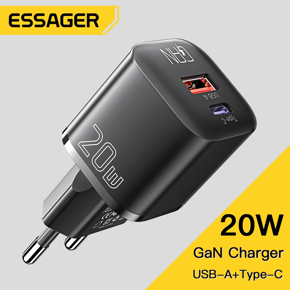 Essager 20W A+C ที่ชาร์จแบบพกพา มาตรฐานยุโรป รองรับโปรโตคอลการชาร์จหลายรูปแบบ