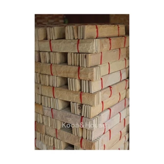 หินทรายธรรมชาติ สีเหลืองลาย ติดผนัง ปูเสาปูพื้น ขนาด 5x30 cm.