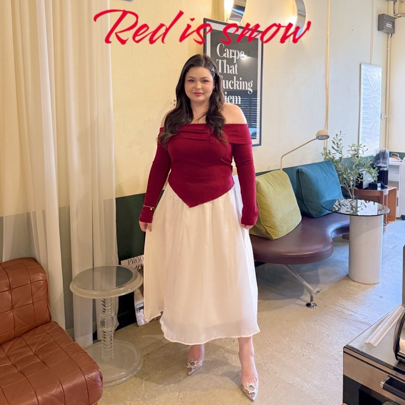 Lady M | Red is snow ชุดเซ็ทสาวพลัสไซส์ เรียบหรู ไฮโซติดแกลม ใส่ออกงาน ดินเนอร์ เที่ยวชิลๆ