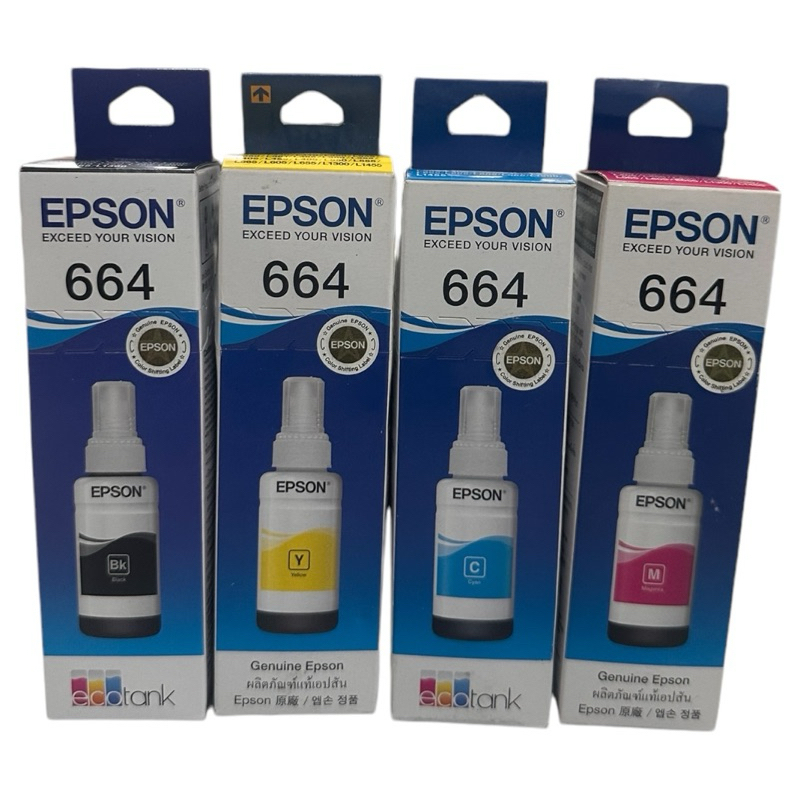 หมึกแท้เติม EPSON 664 BK C M Y หมีกเติม หมึกแท้ หมึกแท้งค์ EPSON T664 100-200-300-400 BK CMY 664 ครบ