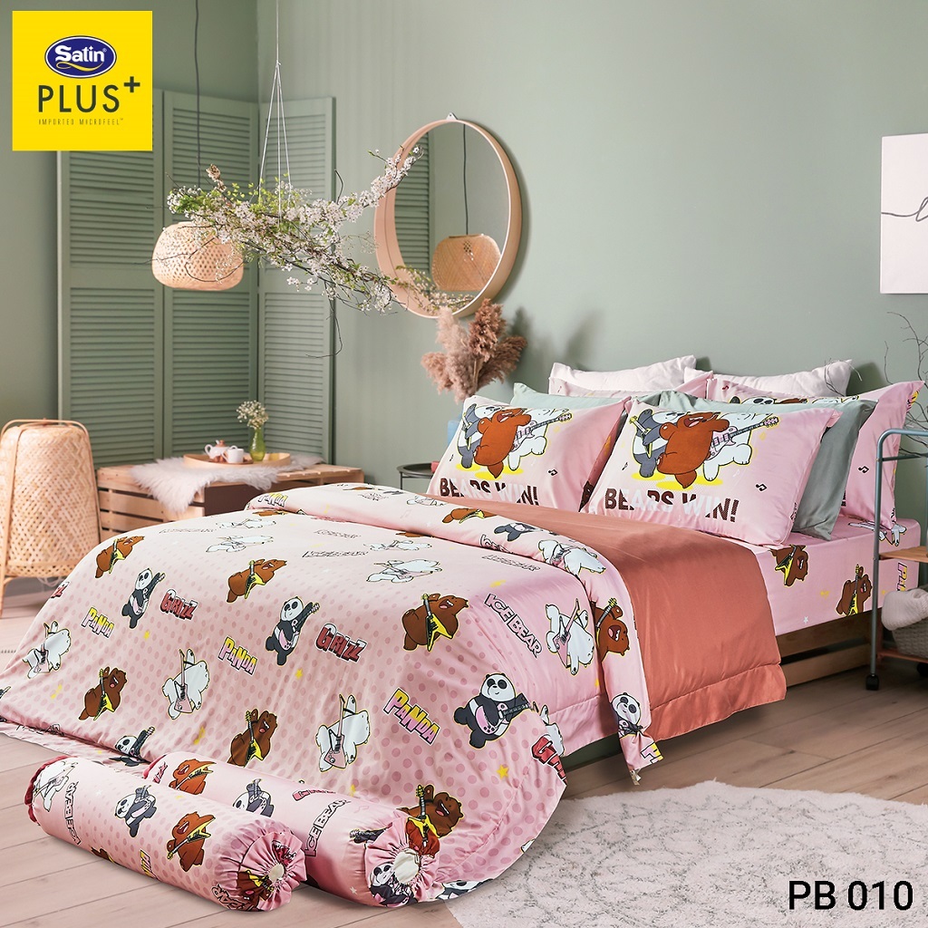 Satin Plus ใหม่นุ่มมาก ชุดผ้าปูที่นอน 3.5 ฟุต 3 ชิ้น + ผ้านวมขนาด60"x80" ลายลิขสิทธิ์แท้ ผ้านุ่มมาก