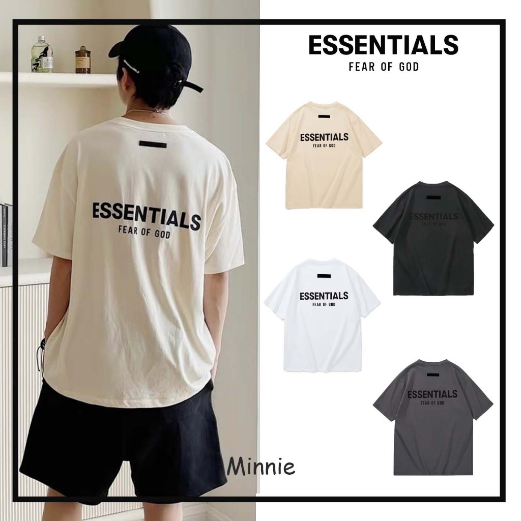【Minnie】แขนสั้น FOG Essentials (พร้อมส่ง ของแท้เท่านั้น)โอเวอร์ไซส์ เสื้อผ้าแฟชั่น สตรีท rapper travis ทราวิส