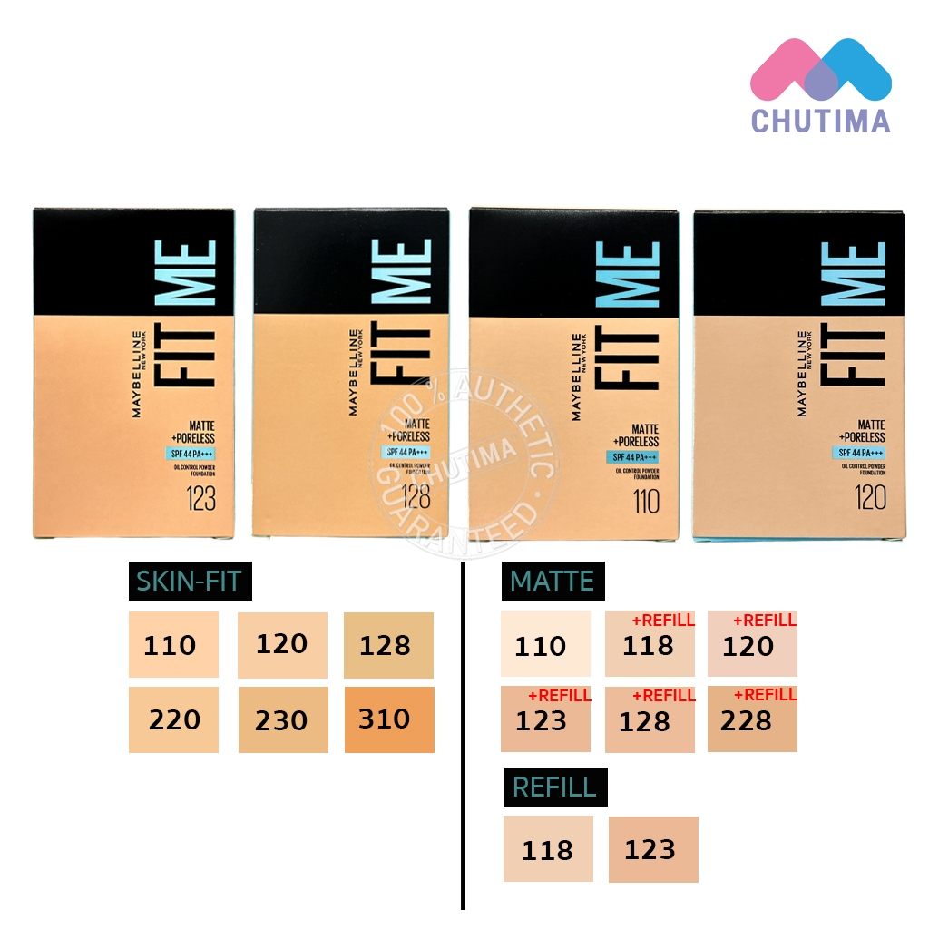 แป้งอัดแข็ง แป้งฟิตมี เมย์เบลลีน ฟิตมี Maybelline fit me powder skin-fit powder foundation / Matte+P