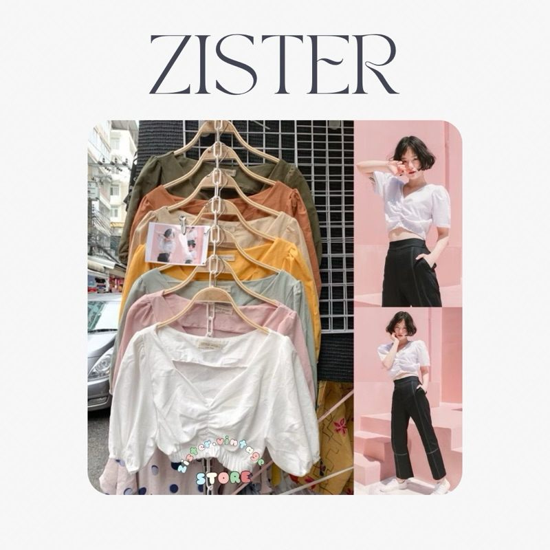 ZVA02 Dolly crop เสื้อครอปมินิมอล แขนตุ๊กตาจั๊มผ้าฝ้ายใส่สบาย งานน่ารั