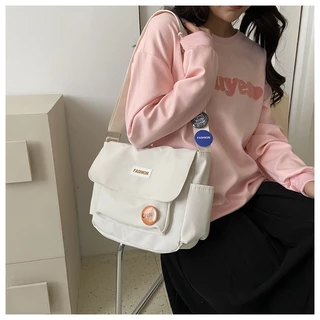 กระเป๋าผ้าแคนวาส Canvas Bag สไตล์มินิมอล ใบใหญ่ / จุเยอะ สไตล์เกาหลี น้ำหนักเบา ใช้เรียน ทำงาน เที่ยว รุ่น L24