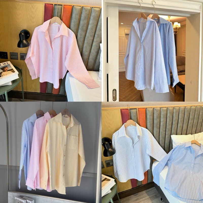 Seeingstudio | Lilia shirt เสื้อเชิ้ตแขนยาวลายริ้ว ทรง Oversized🪡