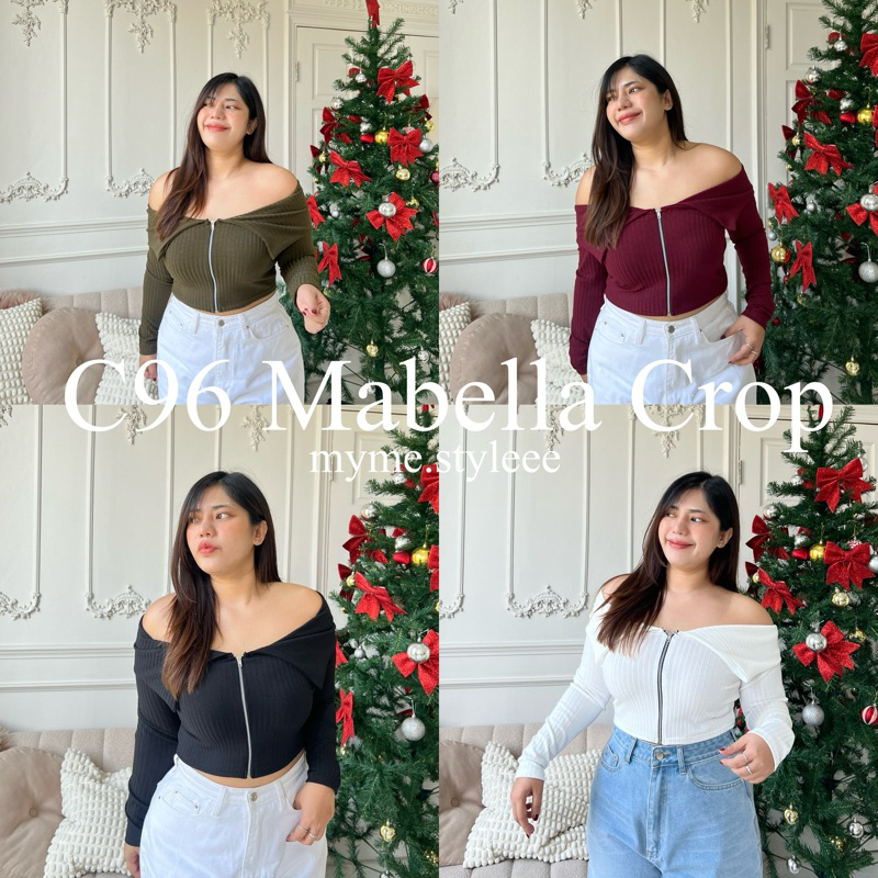 C96 Mabella Crop - myme.styleee ปาดไหล่ซิปหน้าสาวอวบ