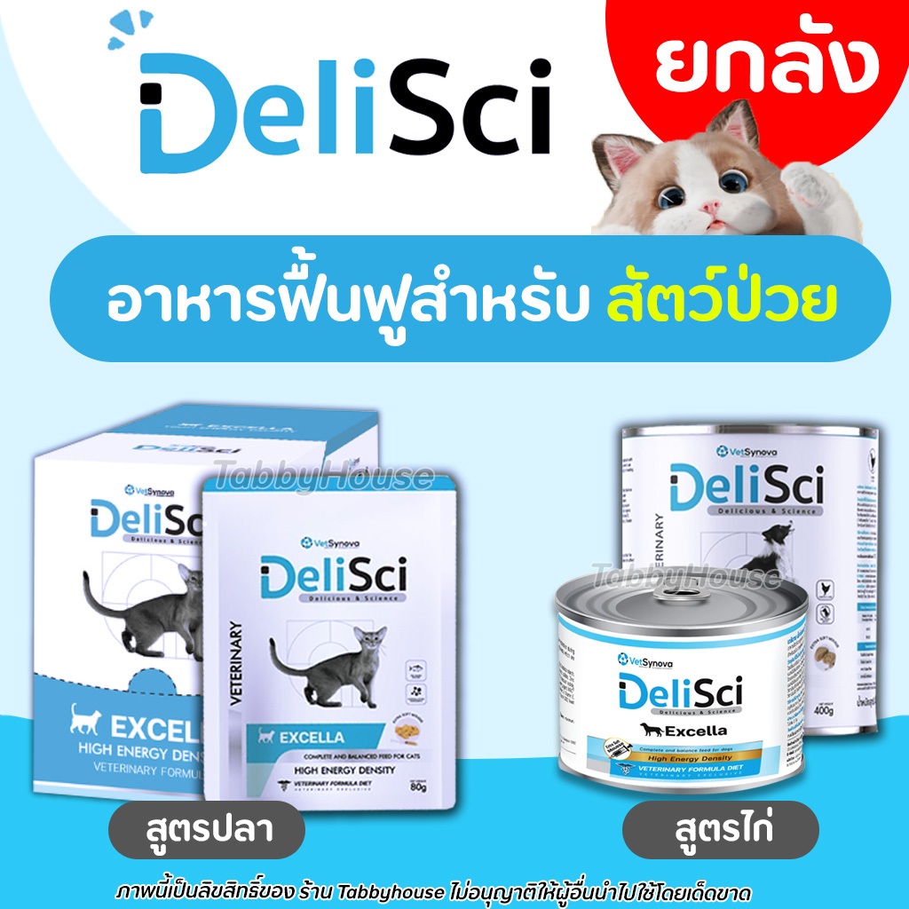 【ยกโหล】DeliSci Excella อาหารสุนัขและแมวป่วย ครบทุกสูตร ผ่าตัดหรือกำลังพักฟื้น พลังงานสูง ไม่ต้องอุ่น