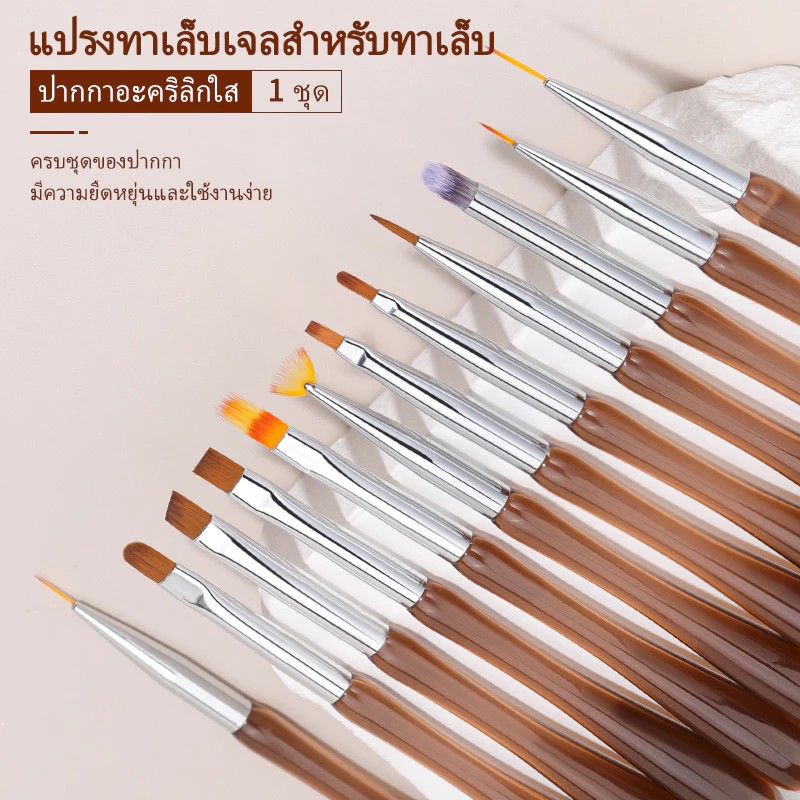 Nawoelite เล็บ หัวแปรง สีเพ้นท์ tool แปรงทาเล็บอะคริลิก 12 ชิ้น เครื่องมือทำเล็บมัลติฟังก์ชั่น เครื่องมือทำเล็บมืออาชีพ