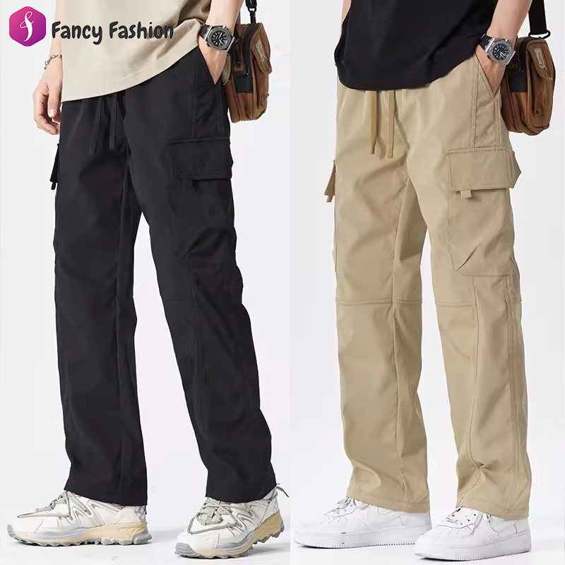 Fancy Fashion พร้อมส่ง กางเกงคาร์โก้ผู้ชาย ทรงหลวม กางเกงคาโก้ มีหลายกระเป๋า เอวยางยืด คล่องแคล่วและสบาย