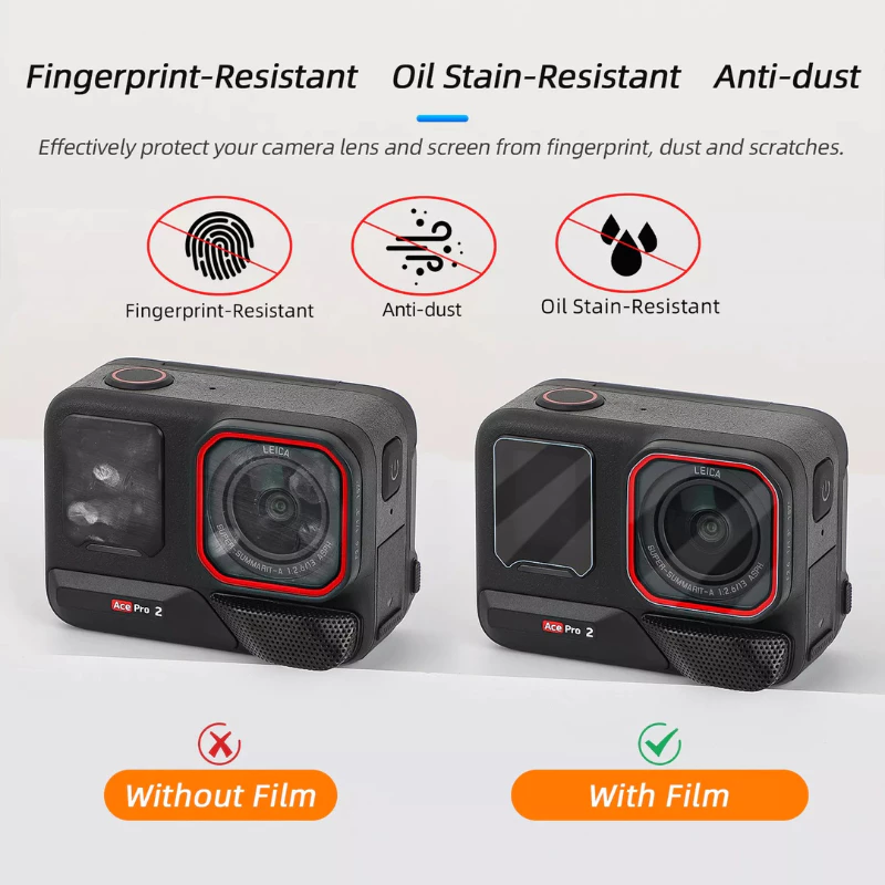 Telesin Insta360 Ace Pro 2 ฟิล์มกระจกกันรอย Tempered Film Kit thumbnail 6