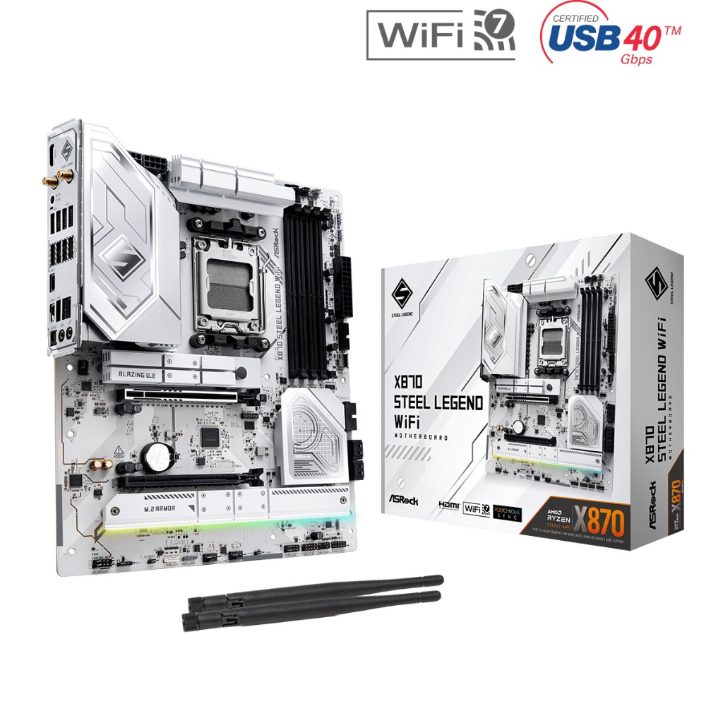 ASRock X870 Steel Legend WiFi AMD AM5 ATX Motherboard (เมนบอร์ด)