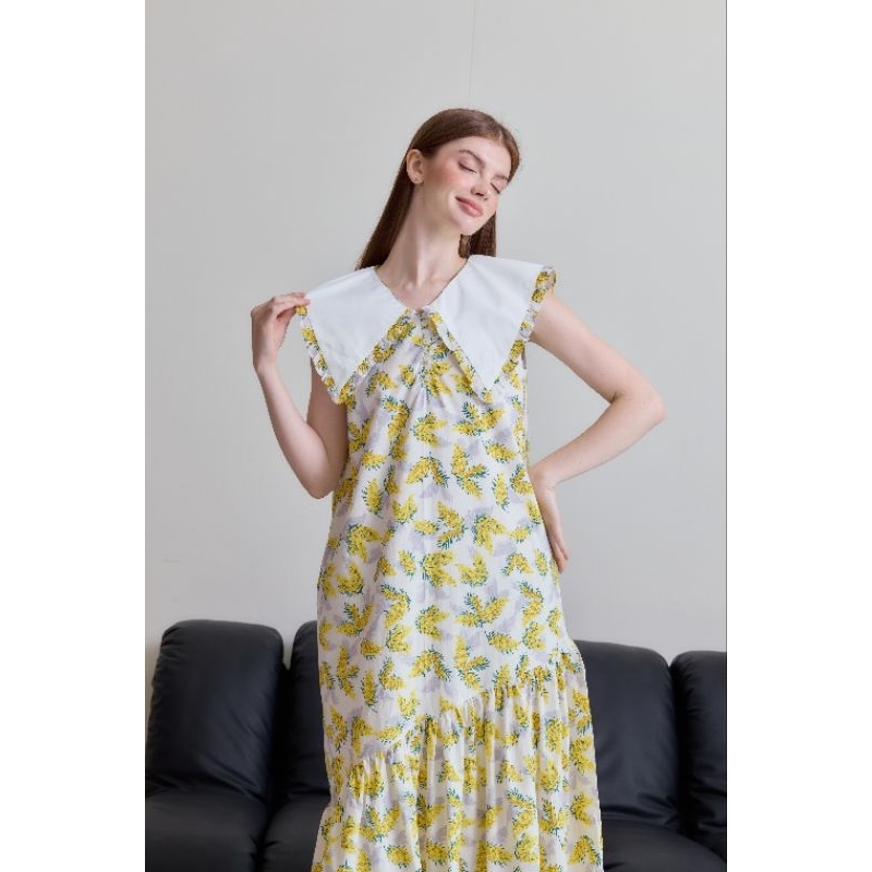 Rain or Shine Dress - Amber Garden - เดรสยาว ลายดอกไม้เหลือง