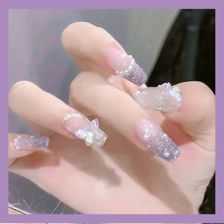 [มาใหม่] เล็บปลอม 3 มิติ สไตล์ฝรั่งเศส เล็บปลอมกันน้ำ กล่องละ 24 ชิ้น