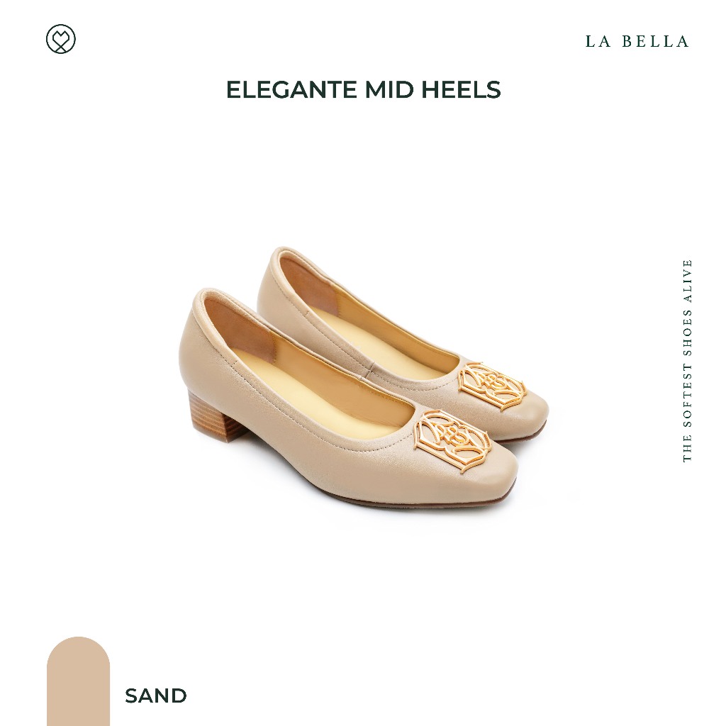 LA BELLA รุ่น ELEGANTE MID HEELS - SAND