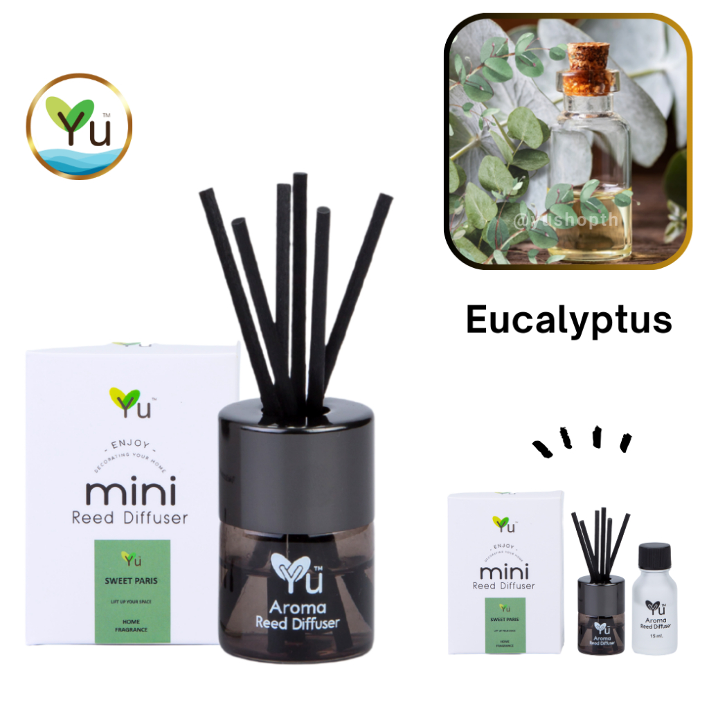 🌟 Mini Room Difuser 15 ml.🌟 กลิ่น Eucalyptus (ยูคาลิปตัส) กลิ่นหอมเย็นสดชื่น ก้านไม้หอม