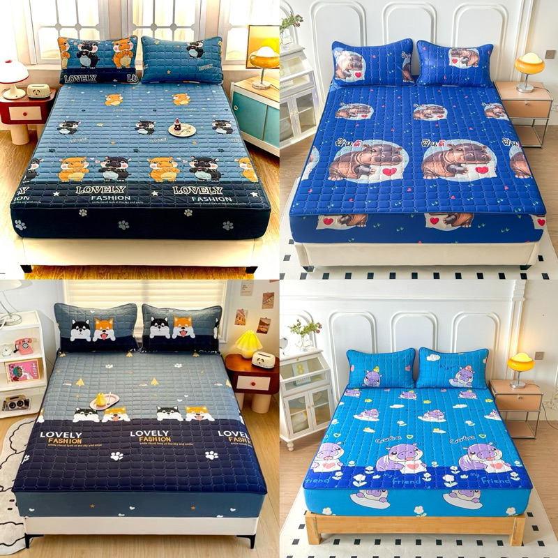 ผ้าปูที่นอนเสริมใยนุ่ม(เนื้อผ้า3ชั้น) หนานุ่ม มีลายให้เลือกหลากหลาย