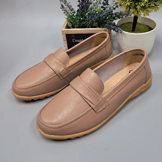 XX92-692 รองเท้าหนังหุ้มส้นผู้หญิงไซส์36-41มีหลายสีส้นเตี้ย+1ไซส์ ส้นแบน (1 นิ้ว หรือน้อยกว่า)