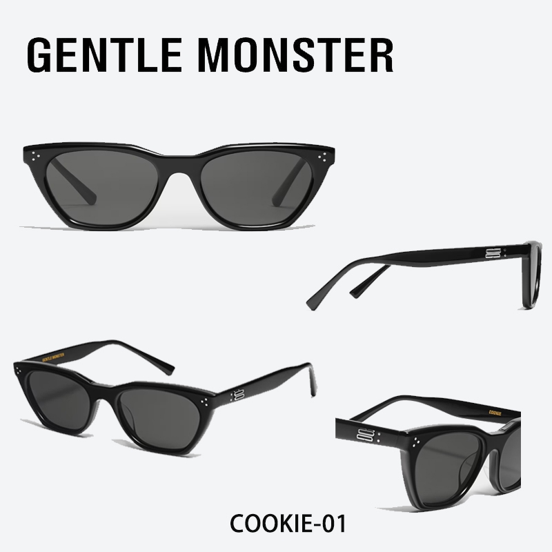 GM(จัดส่งจากกรุงเทพ)แว่นกันแดด GENTLE MONSTER COOKIE（JACKSสไตล์เดียวกัน） สไตล์เดียวกันสำหรับผู้ชายและผู้หญิง สีดำ